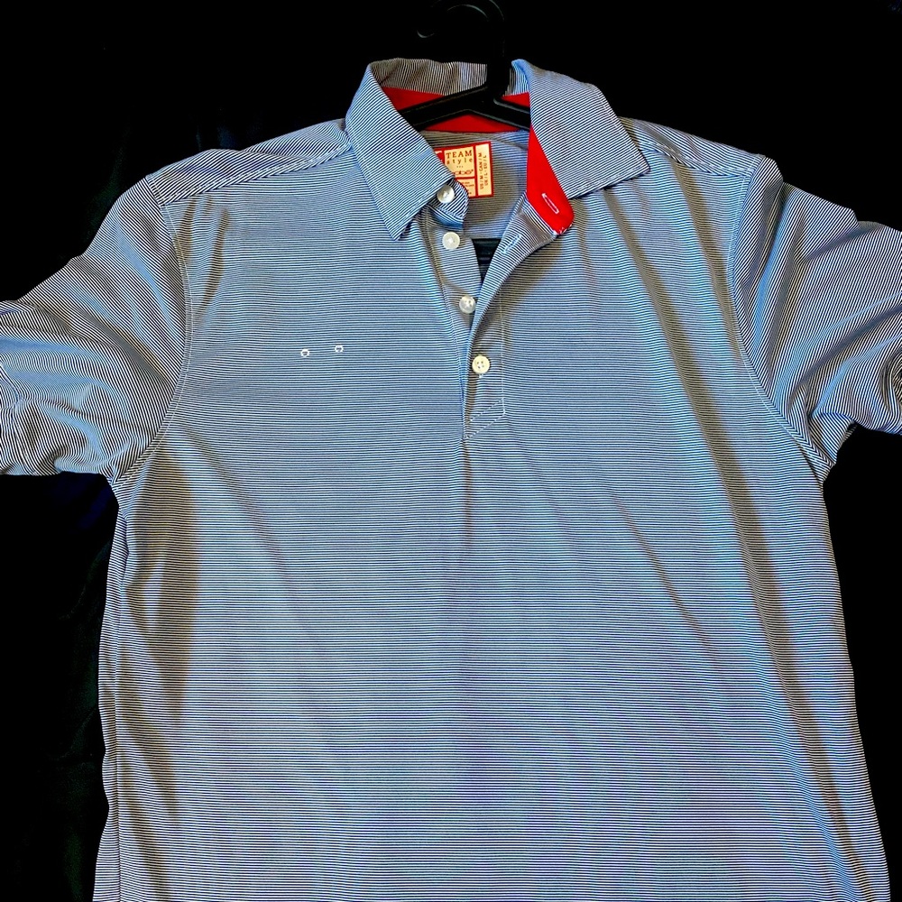 Medium Chick-fil-a blue and white striped polo